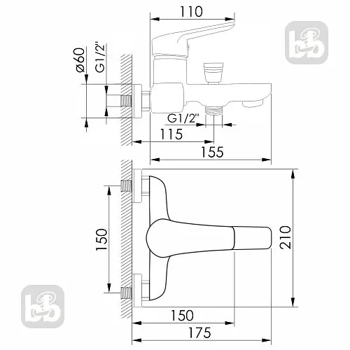 Змішувач для ванни хром 35 мм Imprese Krasa f03208601AA Хром - фото 2