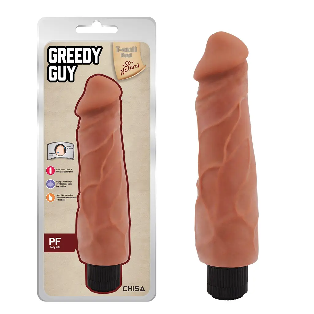 Вібратор T-skin ReaL Greedy Guy 24 см коричневий - фото 2