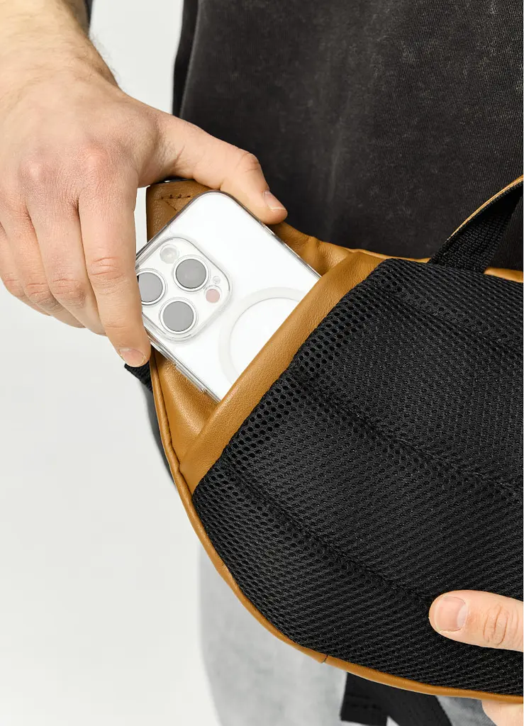Велика чоловіча сумка бананка Sambag DynamicDart руда 38 × 21 × 7 см (80411121m) - фото 4
