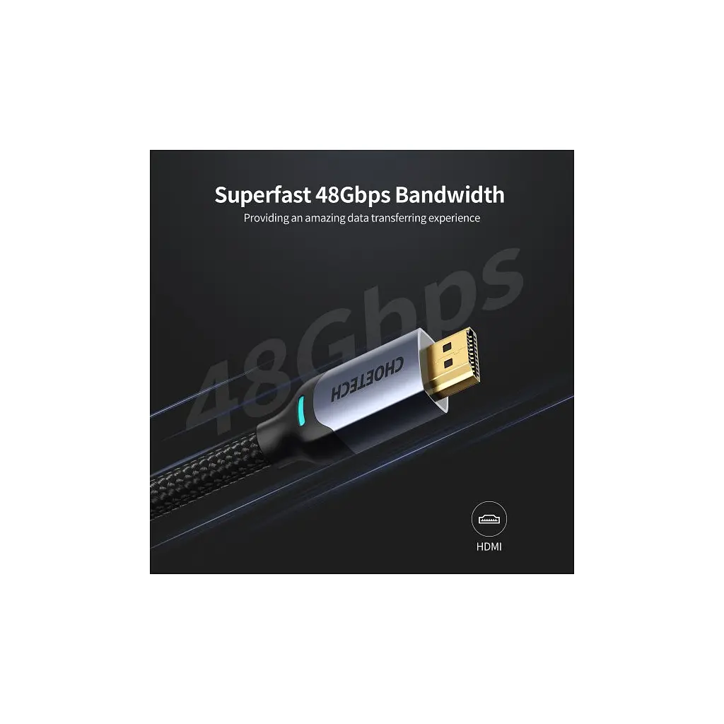 Кабель мультимедійний HDMI M to HDMI M 2.0m V2.1 8K60Hz HDR10 HLG Choetech (XHH01-BK) - фото 5