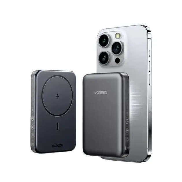 Зовнішній акумулятор Ugreen PB561 Foldable Kickstand Magnetic Battery 10000mAh для iPhone 15 Pro 14 сірий - фото 2