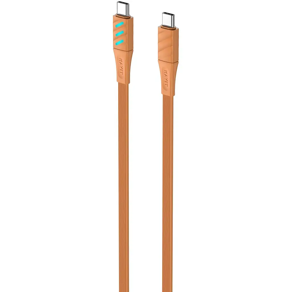 Кабель Havit HV-CB6254 PD60W с LED индикатором USB-C to USB-C 3A 1 м оранжевый (HV-CB6254) - фото 3