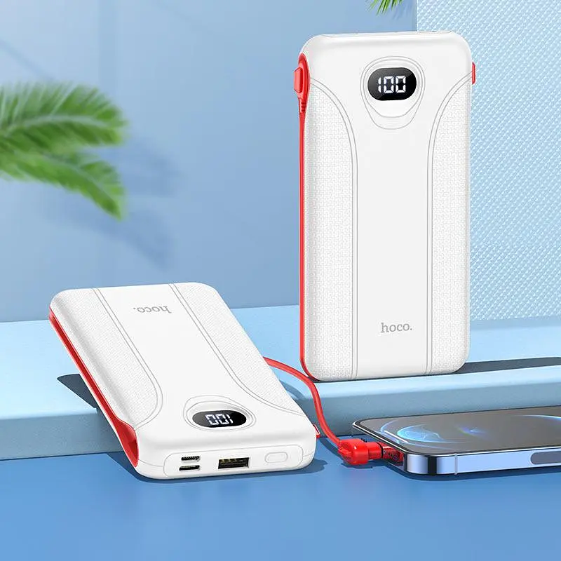 Портативна батарея Power Bank Hoco Borealis з вбудованим кабелем 10000mAh цифровий LED дисплей J71 - фото 5