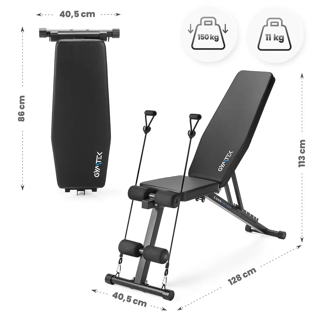 Складана регульована лава для тренувань Gymtek XL400 з еспандерами для дому - фото 12