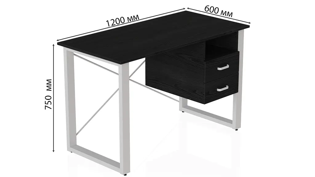 Письмовий стіл із ящиками Ferrum-decor Оскар 750x1200x600 метал Білий ДСП Сосна Кембра 16 мм (FRD-103222) - фото 3