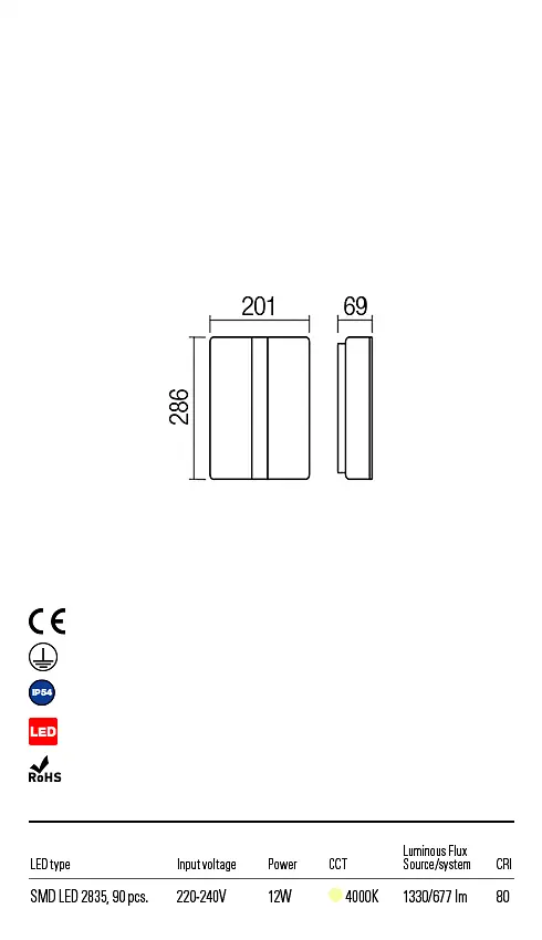 Бра вуличне BREDA AP LED 12W IP54 DG 4000K (5.1.2) Redo 90024 - фото 3
