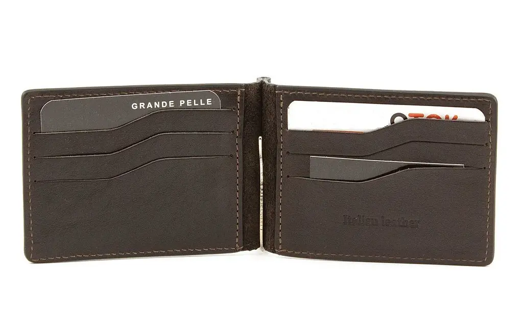 Стильный мужской зажим для денег из кожи GRANDE PELLE 12х8х1 см acs0024460 - фото 2