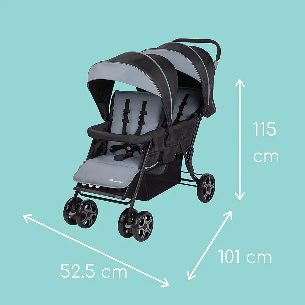 Прогулянкова коляска для двійні Bebe Confort Teamy, Shadow Block, чорна (1151060210) - фото 6