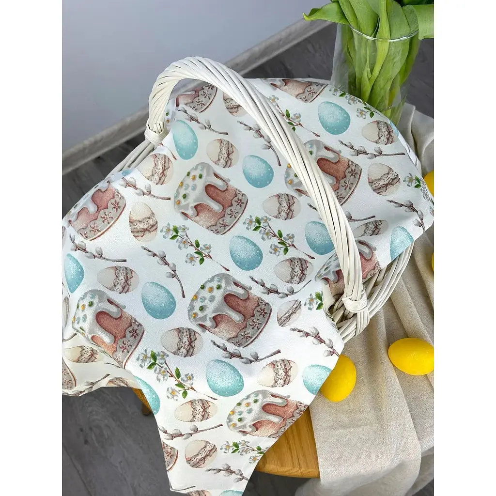 Пасхальное полотенце водоотталкивающее для корзины Пасхальная пасочка 70х40 см Голубой - фото 6