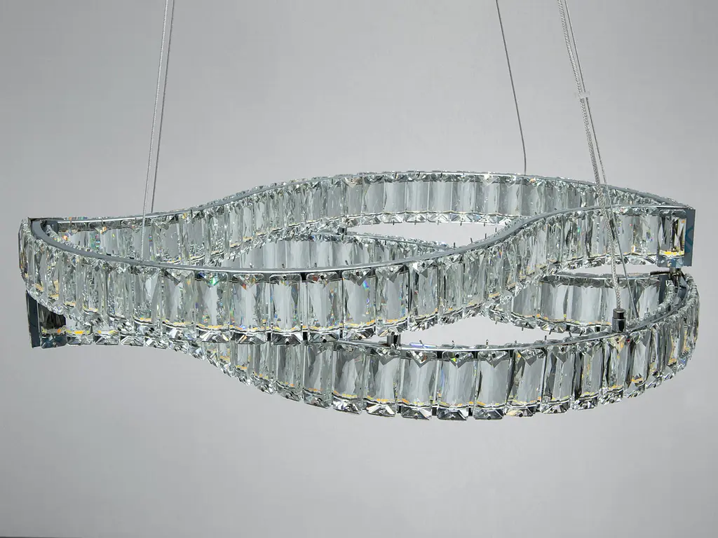 Сучасна підвісна LED-люстра з кришталем Diasha D8920/600x400CH, 86W, хром, 58×40 см - фото 4