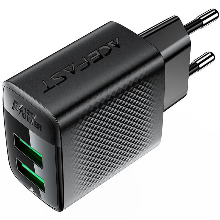 Зарядний пристрій Acefast 2xUSB 12W (USB-Ax2) A86 Black (6974316283270) - фото 6