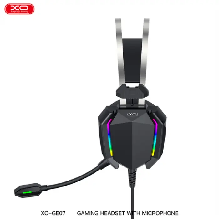 Наушники игровые проводные с микрофоном и RGB подсветкой, геймерские наушники черные XO GE-07 - фото 3