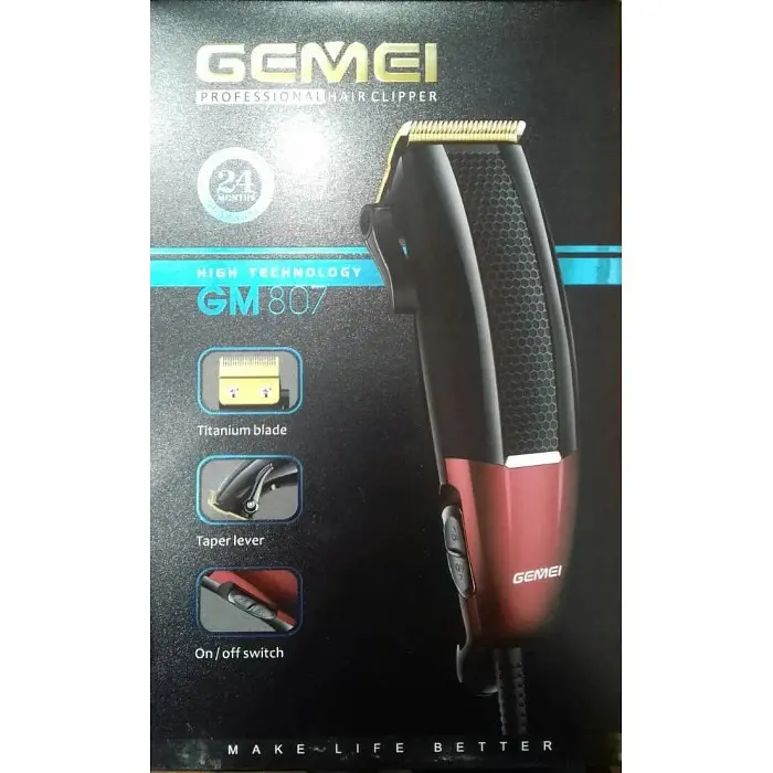 Машинка для стрижки волосся Gemei GM-807 від мережі 4 насадки та ножиці у комплекті - фото 2