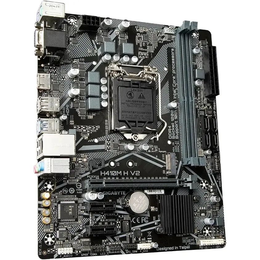 Материнська плата Gigabyte H410M H V2(1200/H470, 2xDDR4, 1xPCIex16, VGA, HDMI, 4xSATAIII, GLan, 7.1ch, mATX) - фото 2
