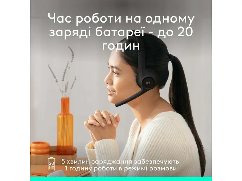 Спеціалізована гарнітура Logitech ZONE 300 Midnight Black (981-001407) - фото 5