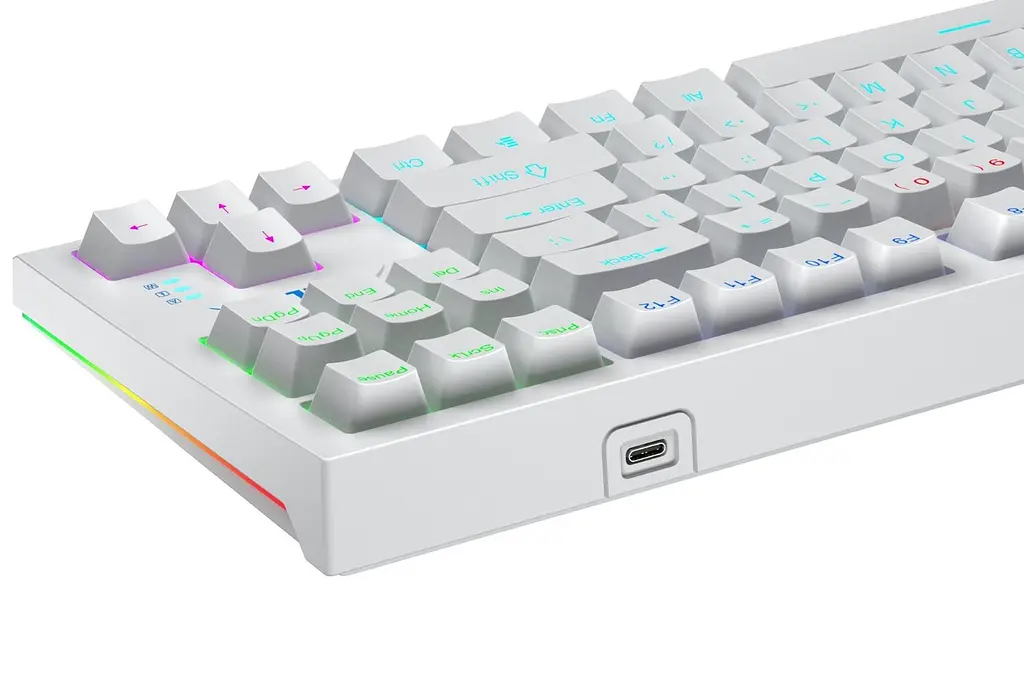 Клавіатура ігрова механічна Aula Mechanical F-3032 White keycaps + 21 Yellow keys KRGD Red - фото 4