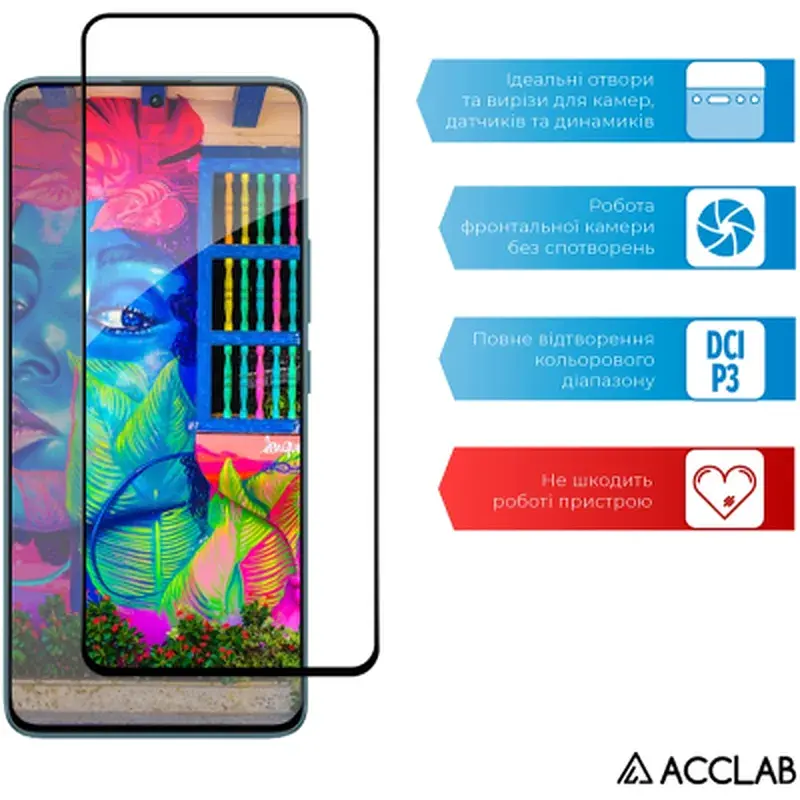 Скло захисне ACCLAB Full Glue Xiaomi Redmi Note 13 Pro 5G Black (1283126583803) - фото 5