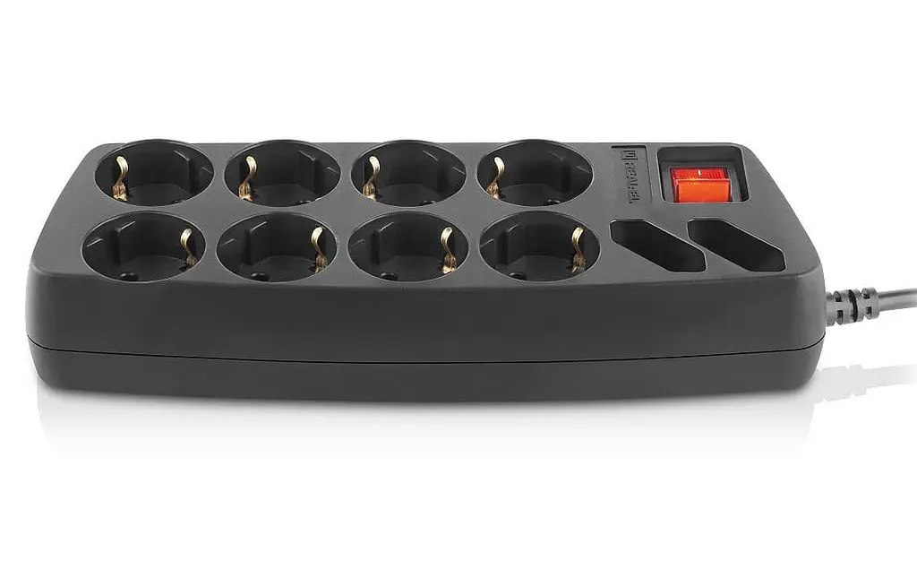 Мережевий фільтр Real-EL RS-10 Protect 10 розеток 1.8 м Black, 10А, до 2.3 кВт, виключатель, заземление (EL122300038) - фото 4