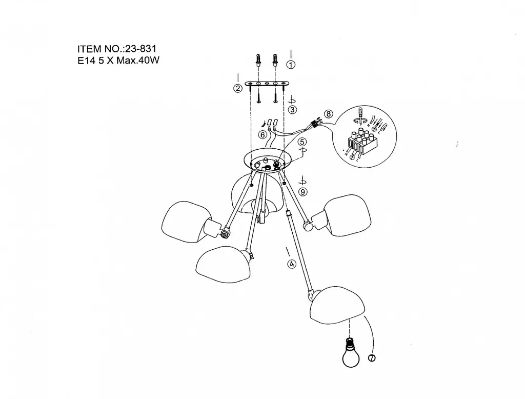 Люстра Brille потолочная лофт E14 60W BK (BL-593C/5) - фото 5