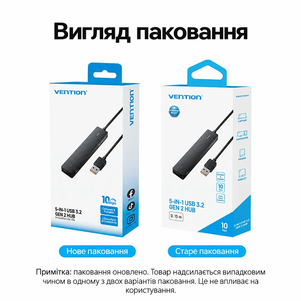 USB-хаб Vention USB 3.2 Gen 2 штекер USB-A к хосту 2 USB-A и 2 USB-C для данных все 4 порта работают одновременно до 10 Гбит/с при поддержке хостом и периферией телефон как хост требует OTG и соответствующего OTG-переходника Windows Linux macOS Android iOS iPadOS без драйверов отдельный вход USB-C 5 В 2 А только для питания хаба без данных LED-индикатор защита от перегрузки короткого замыкания и обратного тока встроенный кабель 0,15 м чёрный (CHSBB) - фото 12