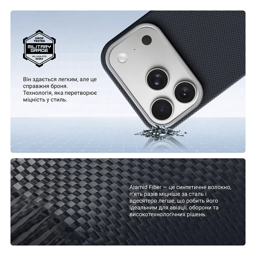 Чехол ArmorStandart BlackIcon Aramid Plain MagCase для Apple iPhone 17 Pro Black (ARM90160) - фото 4
