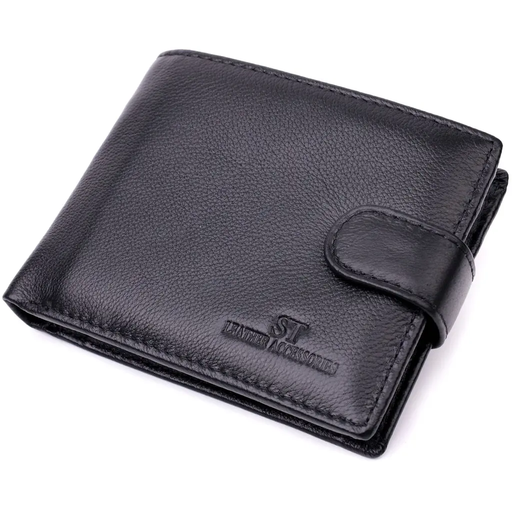 Горизонтальний чоловічий гаманець із натуральної шкіри ST Leather 22443 чорний
