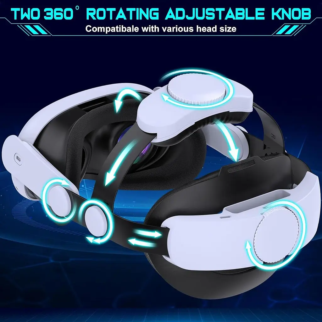 Повязка на голову Elegamefy Comfort для Meta Quest 3/Quest 3s, двойные ручки, связанные Elite Strap, поддержка, VR-аксессуар - фото 2