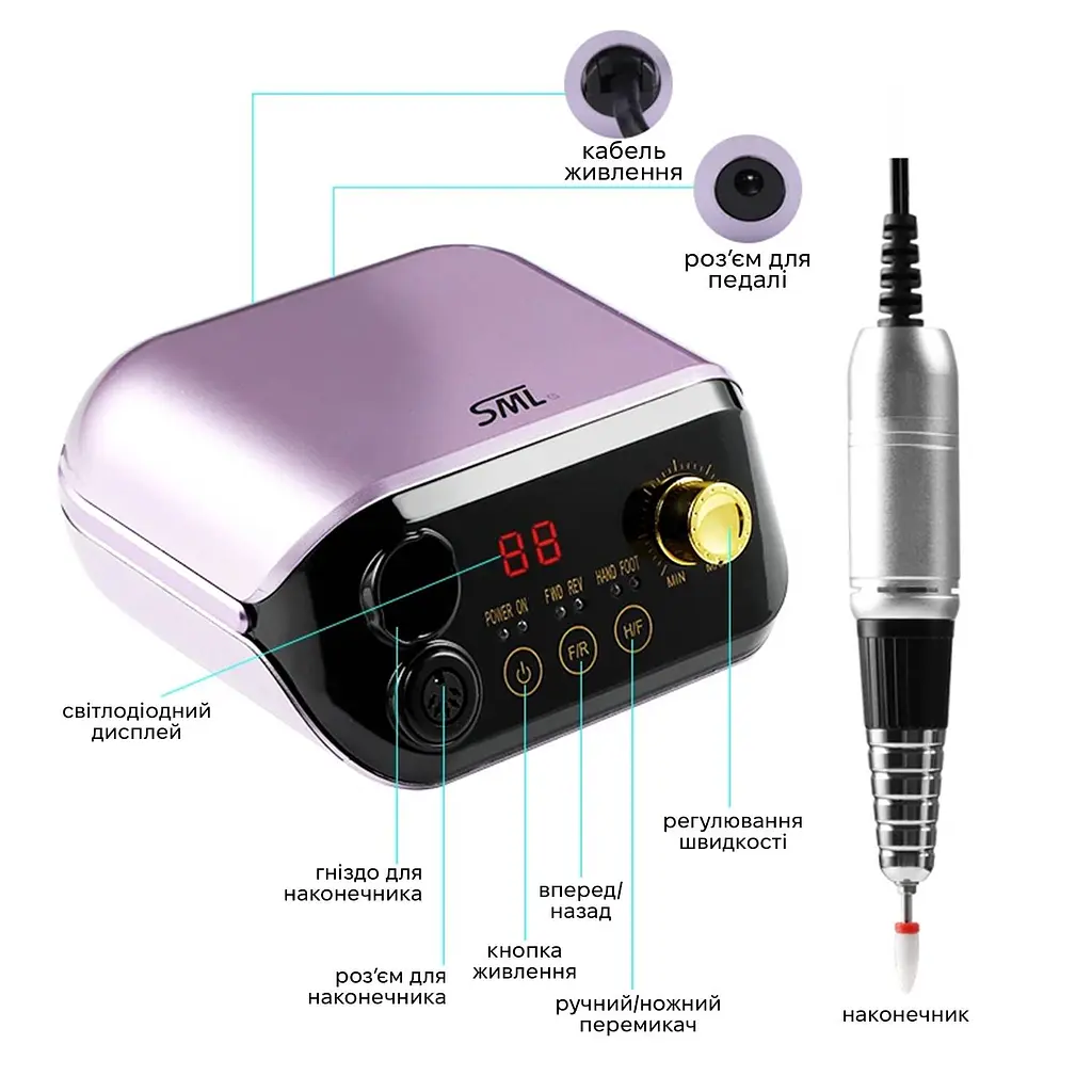 Фрезер для манікюру SML M1 Purple - фото 6