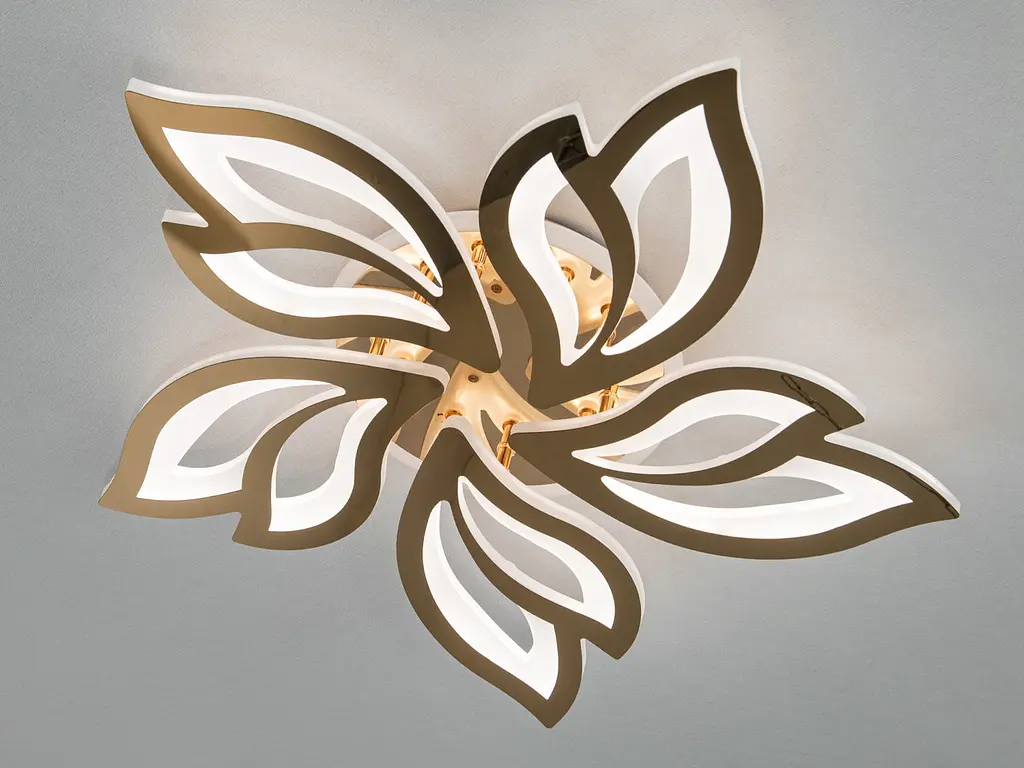 Люстра стельова LED Diasha 8165/5G, 80W, 3200K-6500K, золото, сучасний стиль для дому, з пультом, димер - фото 3
