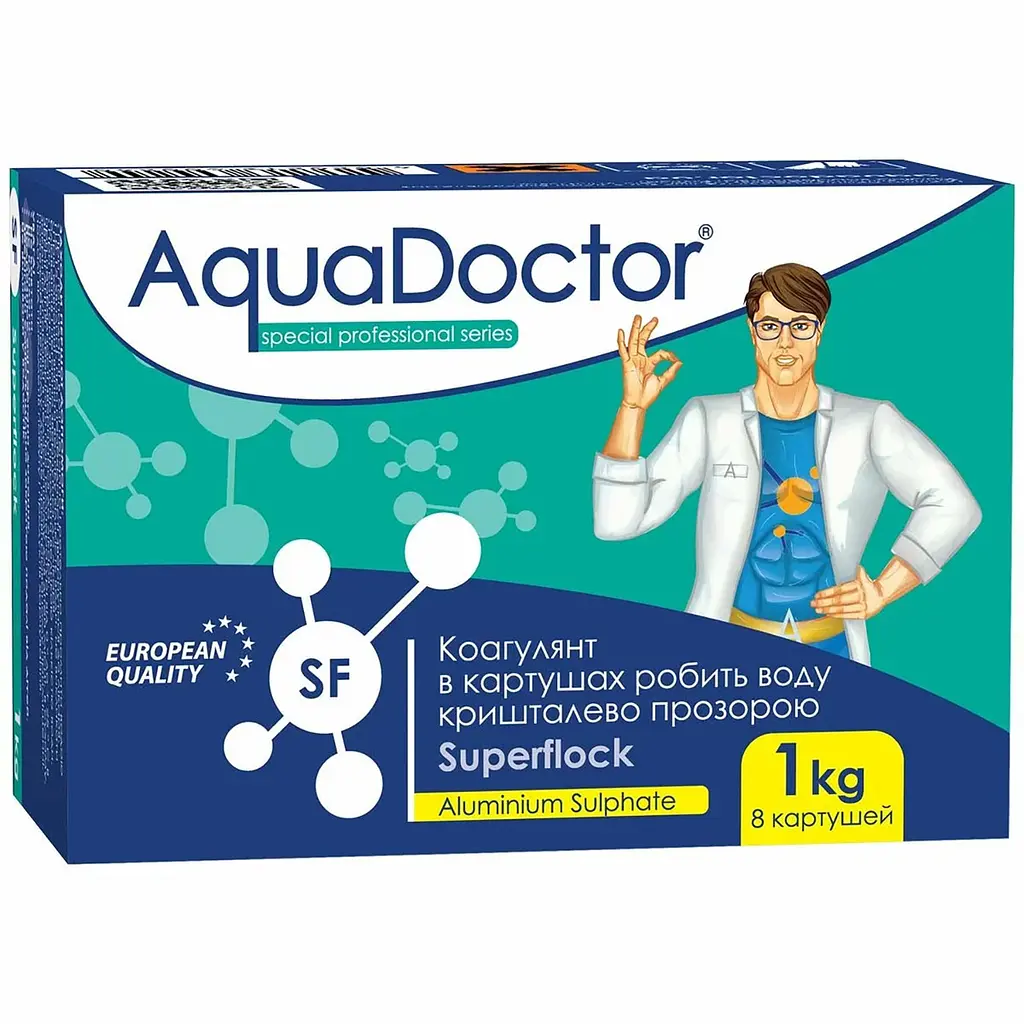 Коагулянт для басейну в картушах AquaDoctor Superflock SF, 1 кг (8 картушів) 88504