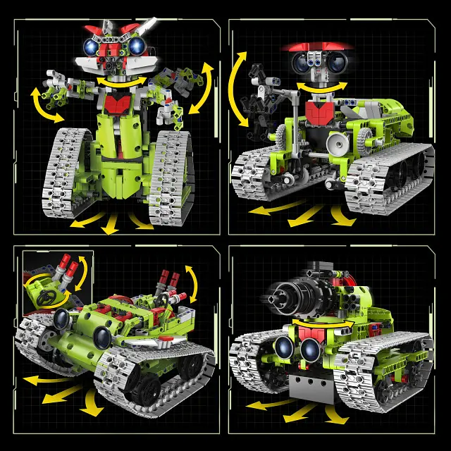 Конструктор робот программируемый STEM-робот 5 в 1 Robots Variable Warrior с пультом и приложением робот-трансформер для детей на радиоуправлении, 705 деталей - фото 4