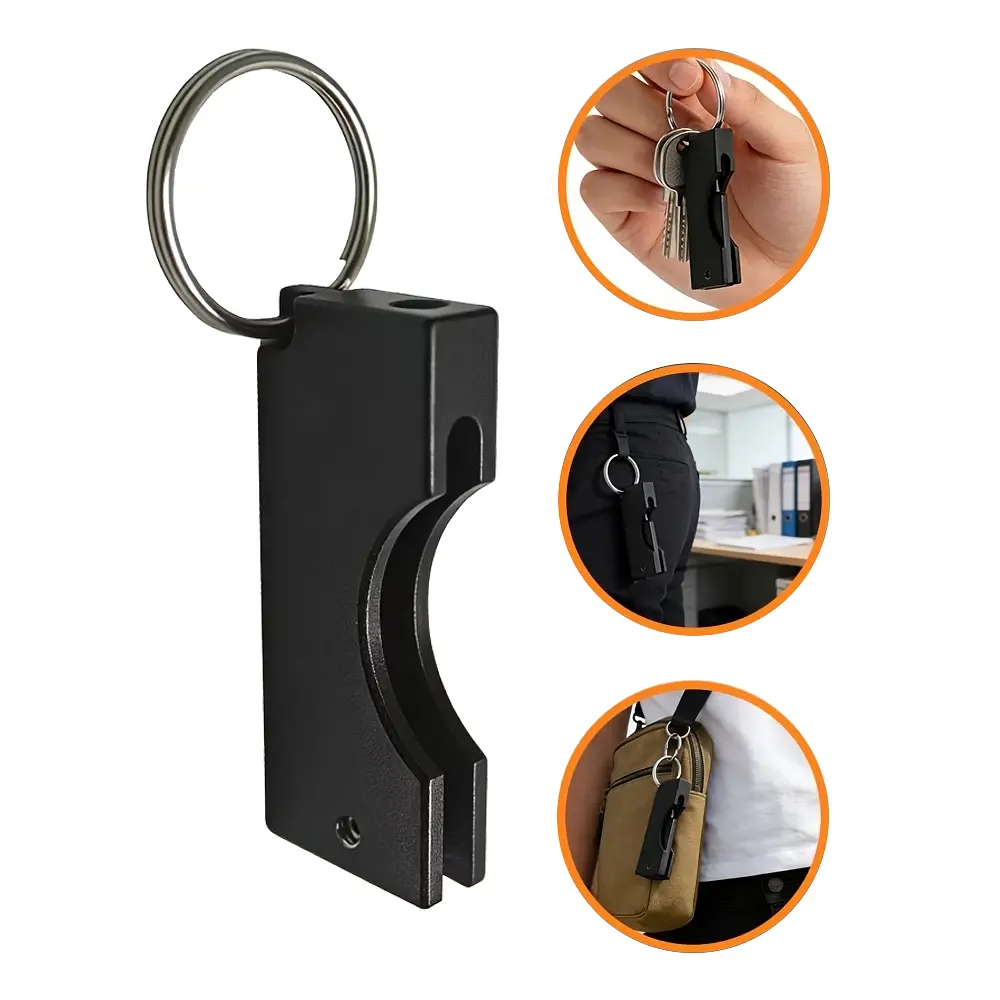 Захисний алюмінієвий чохол для ключа YubiKey 5 / 5C / Security Key NFC з брелком, Чорний, 1 шт - фото 4
