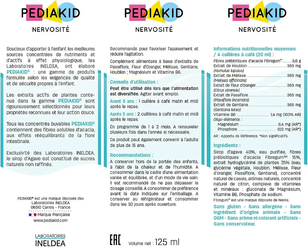Сироп для зняття підвищеної збудливості та нервозності Pediakid Nervosite 125 мл - фото 2