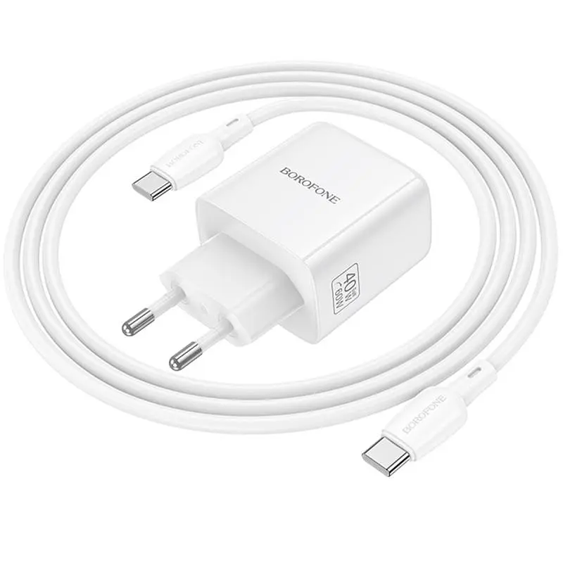 МЗП BN33 Fuente PD40W (1USB-C) + кабель Type-C to Type-C White Borofone teh0029629 - фото 3