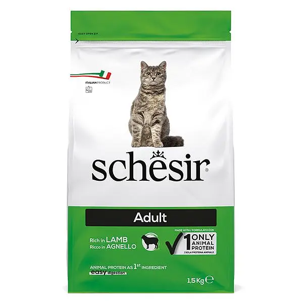 Сухий монопротеїновий корм для котів Schesir Cat Adult Chicken Шезір з ягням 1.5 кг (ШКВЯ1,5)