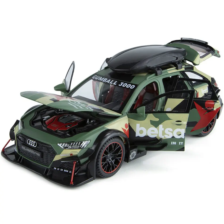 Колекційна металева модель автомобіля АвтоЕксперт Audi RS6 DTM з автобоксом на дах, інерцією, світлом та звуком 1:24 - фото 3
