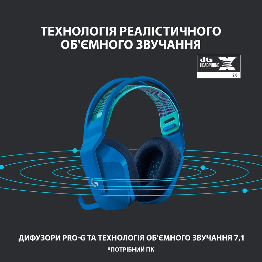Навушники Logitech G733 Lightspeed Wireless RGB Gaming Headset Blue 981-000943 - фото 10