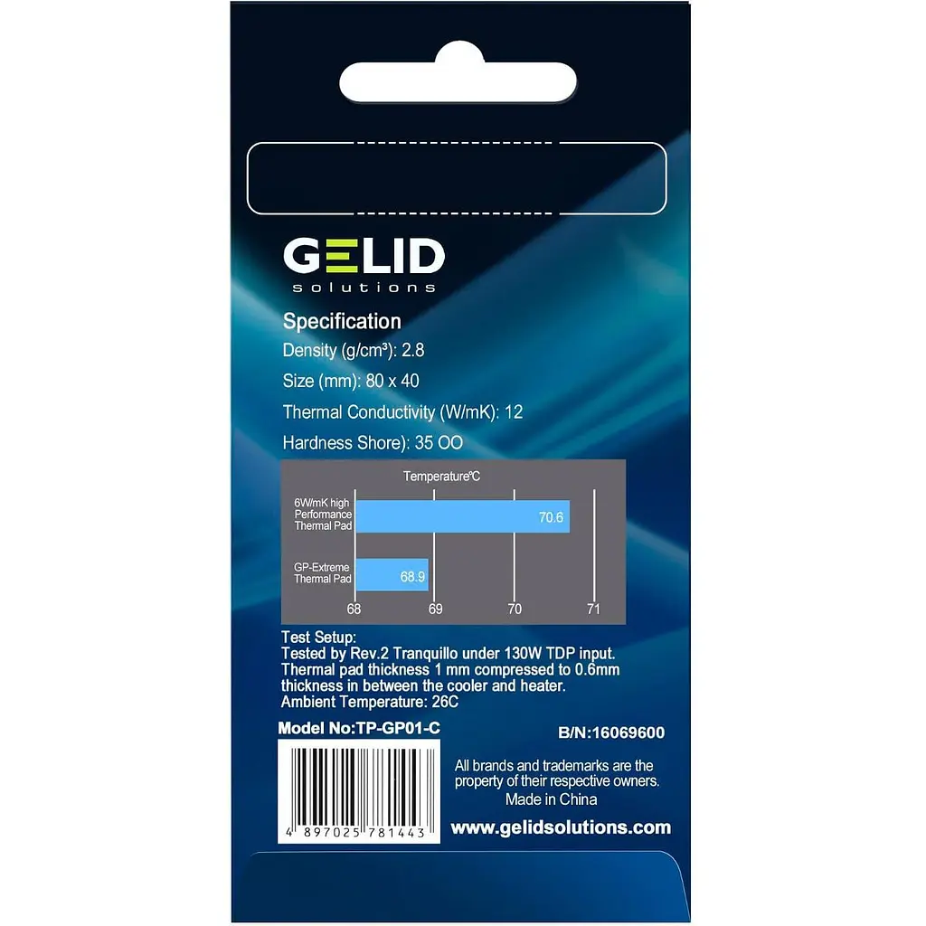 Термоінтерфейс Evolution Gelid Solutions GP-Extreme 80x40x1.5 mm TP-GP01-C - фото 3
