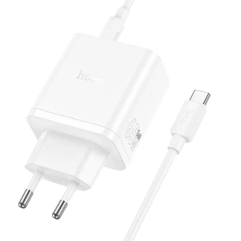 МЗП Hoco N51 Scenery PD65W (1USB-A/2C) + кабель Type-C to Type-C White - фото 2