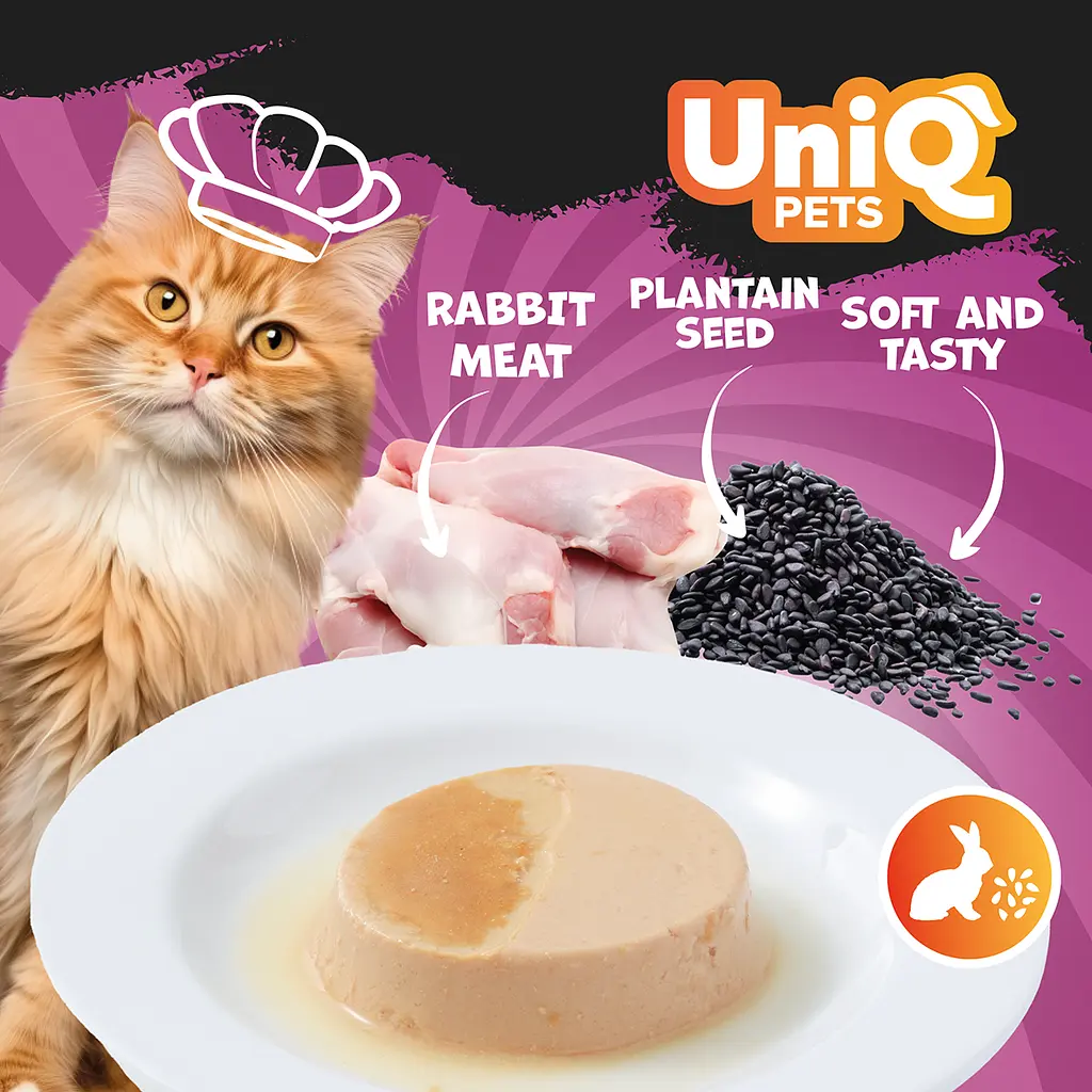 Смачний паштет UNIQ PETS CAT WET FOOD ROYAL RABBIT з кролика та насіння подорожника, 30 г - фото 7