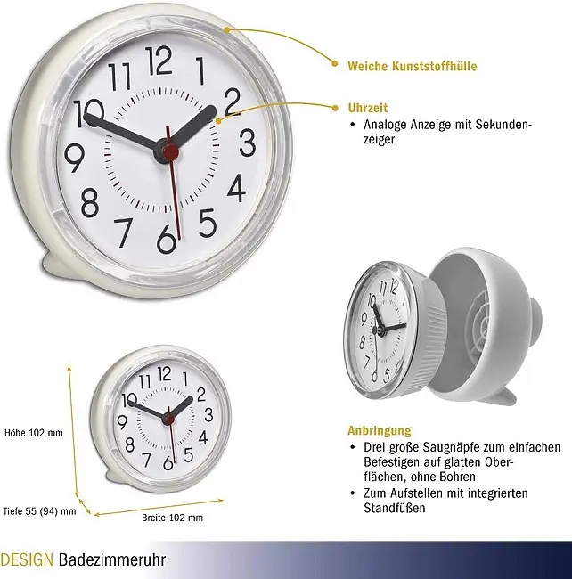 Годинник для ванної кімнати безшумний TFA 60305502 - фото 5