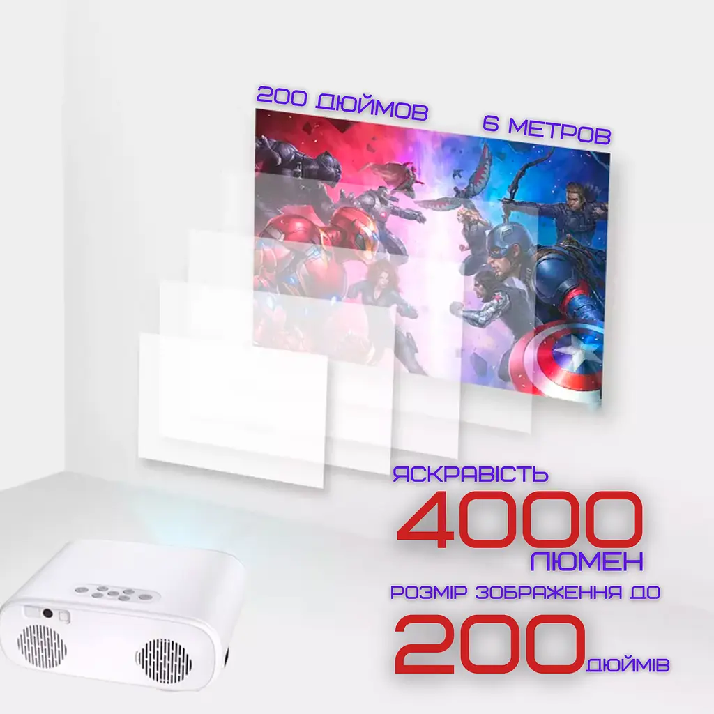 Портативний wifi міні led проектор android 9.0 full hd 1920*1080 p 4000 lumen з динаміком Cheerlux teh0032252 - фото 5