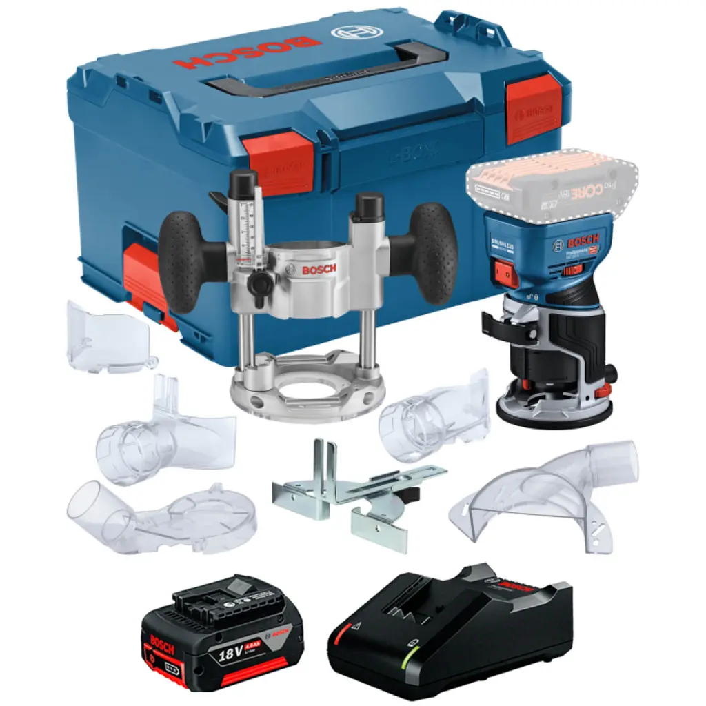 Акумуляторний фрезер Bosch GKF 18V-8 Professional, з акб 4 Ah та з/п GAL 18V-40, в кейсі L-Boxx 238