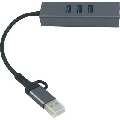 Концентратор Dynamode USB 3.0 Type-C/Type-A для RJ45 Gigabit Lan 3*USB 3.0 cable 13 cm (DM-AD-GLAN-U3) - фото 3