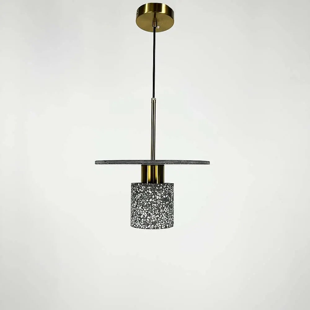 Підвіс Terrazzo Cylinder із сірим бетонним плафоном 30 см в стилі Ар-деко Line.F MJ 162-300 BK - фото 7