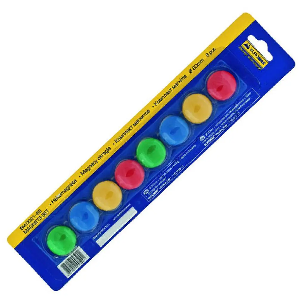 Магніт Buromax 20 мм, набір 8 шт., блістер (BM.0021-82)