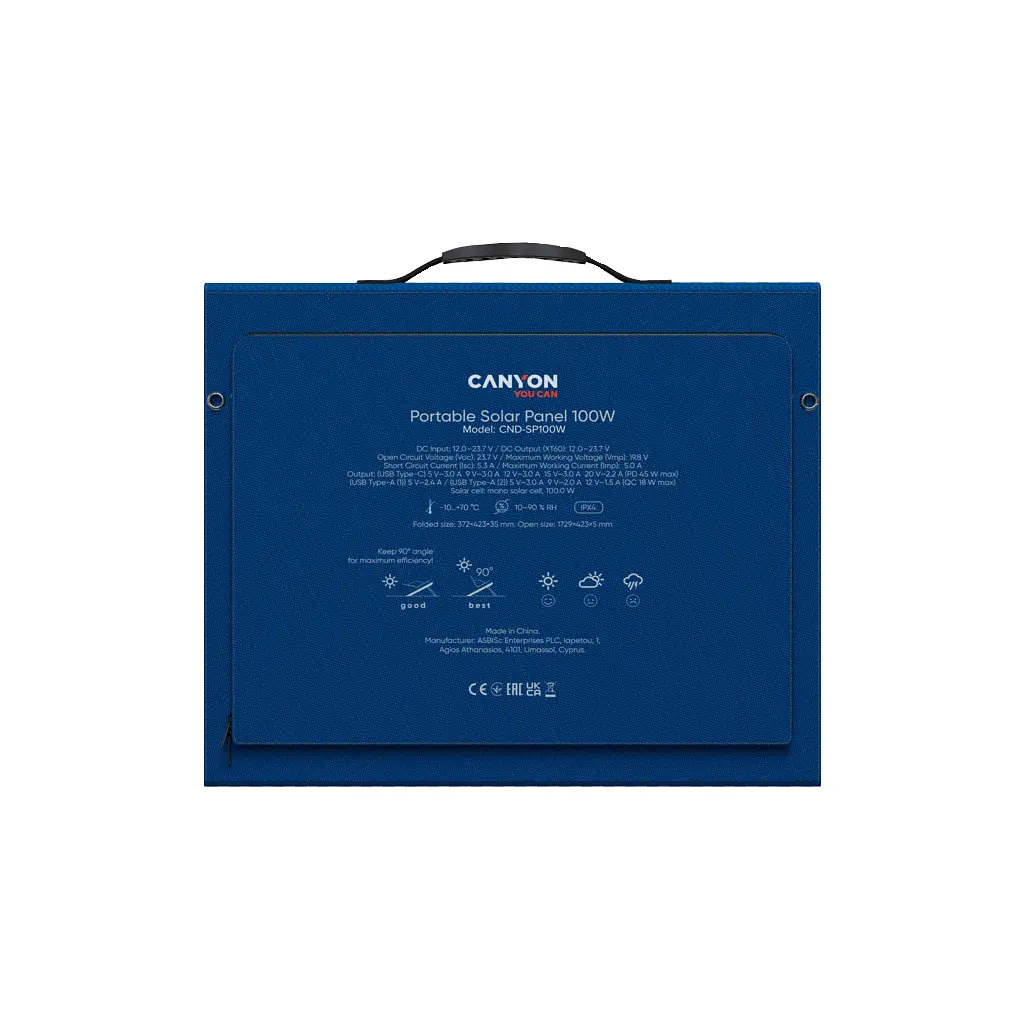 Портативна сонячна панель Canyon CND-SP100W - фото 9