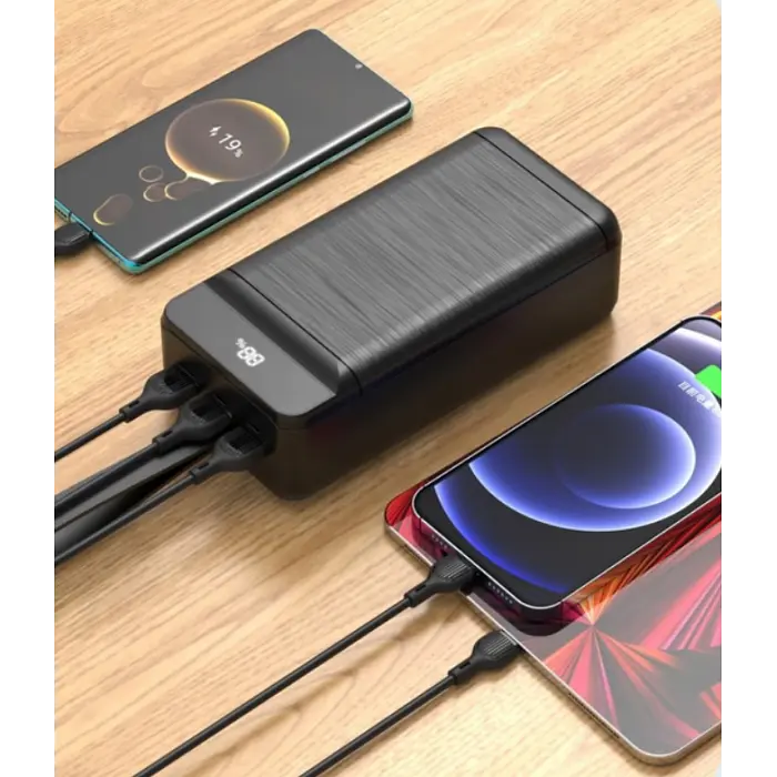 Повербанк XO PR160, портативний зовнішній акумулятор, швидка зарядка, LED-дисплей, ліхтарик, чорний - фото 5
