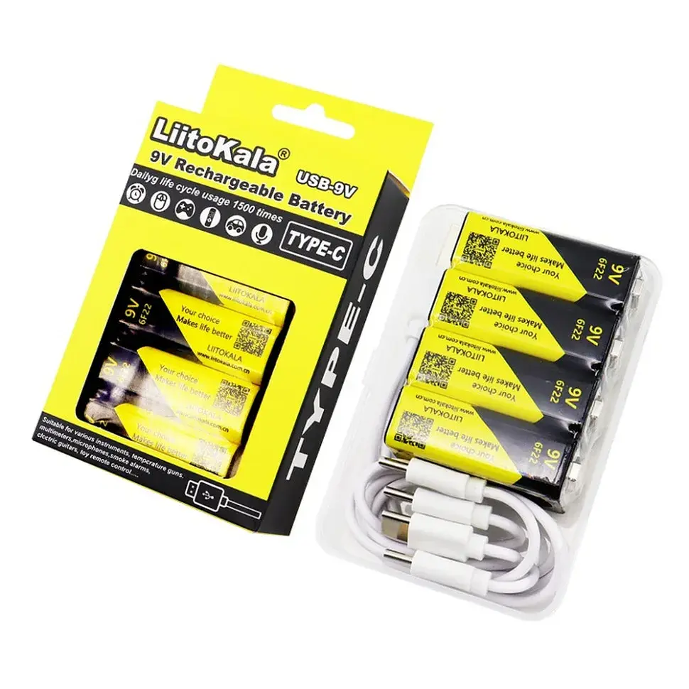 Набір акумуляторів з 4 шт LiitoKala Lii-USB-9V + USB Type-C кабель зарядки - фото 2