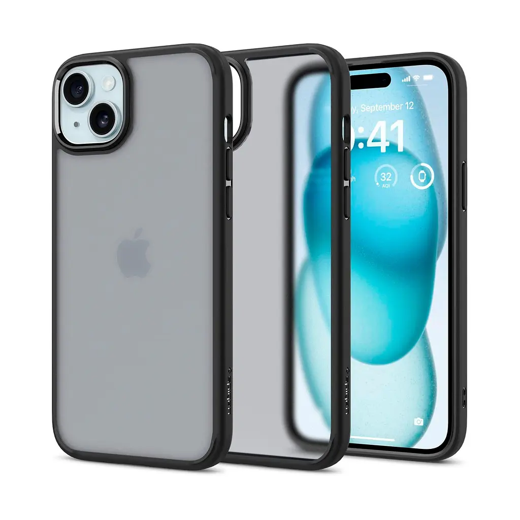 Чехол Spigen Ultra Hybrid для iPhone 15 Plus Frost Black (ACS06656) + защитное стекло - фото 11